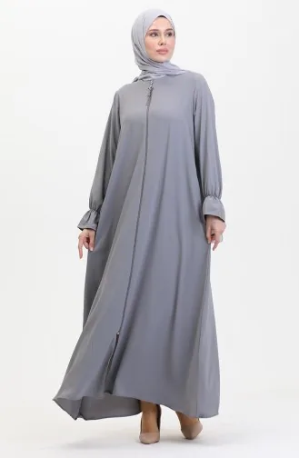 Abaya A Fermeture Et Manches Elastiques 0513-06 Anthracite 0513-06