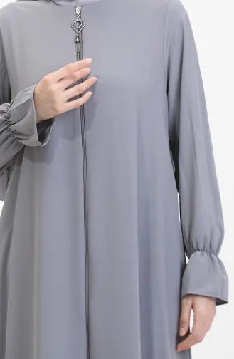 Abaya A Fermeture Et Manches Elastiques 0513-06 Anthracite 0513-06