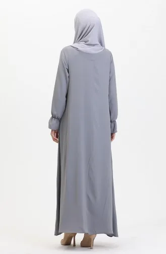 Abaya A Fermeture Et Manches Elastiques 0513-06 Anthracite 0513-06