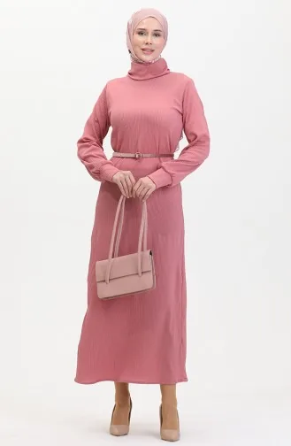 Turtleneck Plain Dress 0196-06 Dusty Rose 0196-06