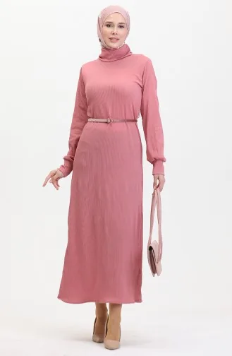 Turtleneck Plain Dress 0196-06 Dusty Rose 0196-06