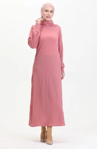 Turtleneck Plain Dress 0196-06 Dusty Rose 0196-06