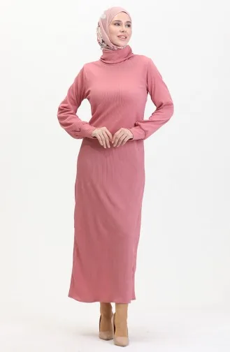 Turtleneck Plain Dress 0196-06 Dusty Rose 0196-06