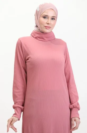 Turtleneck Plain Dress 0196-06 Dusty Rose 0196-06