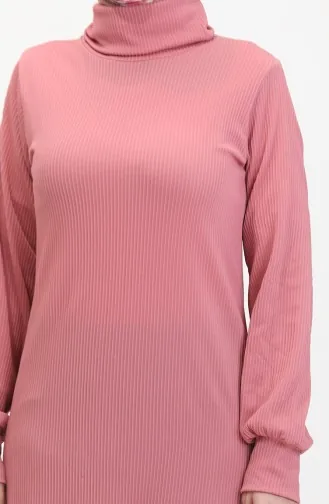 Turtleneck Plain Dress 0196-06 Dusty Rose 0196-06
