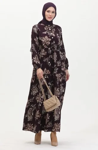 فستان فيسكوز منقوش 0509-01 بنفسجي 0509-01