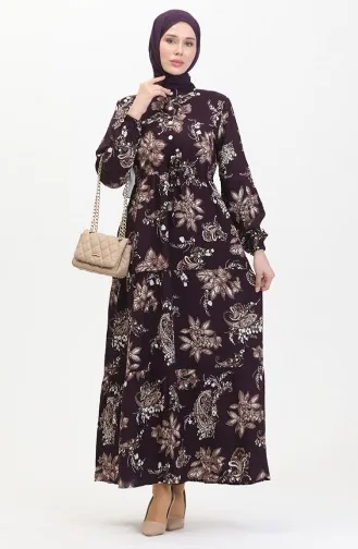 فستان فيسكوز منقوش 0509-01 بنفسجي 0509-01