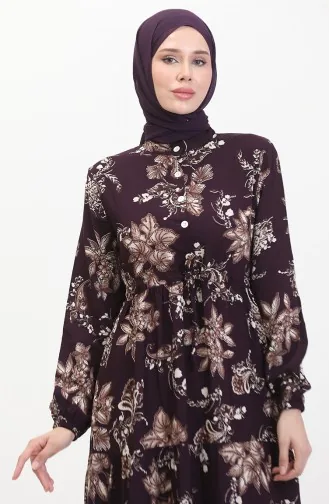 فستان فيسكوز منقوش 0509-01 بنفسجي 0509-01