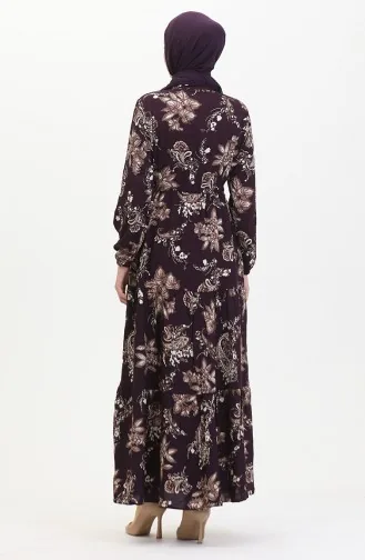 فستان فيسكوز منقوش 0509-01 بنفسجي 0509-01