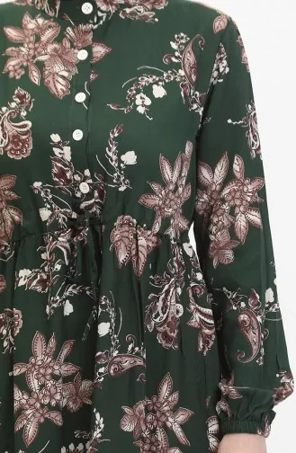 Gemustertes Viskosekleid 0509-02 Smaragdgrün 0509-02