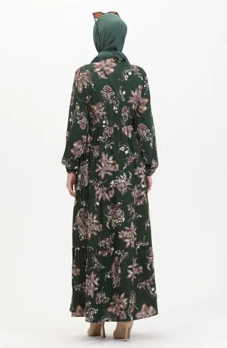Gemustertes Viskosekleid 0509-02 Smaragdgrün 0509-02