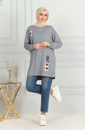 Loose Cut Midi Tunic 9123-01 Gray 9123-01