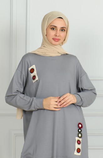 Loose Cut Midi Tunic 9123-01 Gray 9123-01