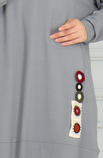 Loose Cut Midi Tunic 9123-01 Gray 9123-01