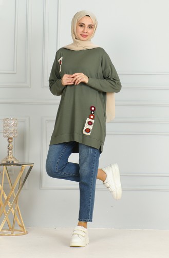 Salaş Kesim Araboy Tunik 9123-05 Haki Yeşil