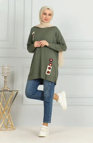 Slit Midi Tunic 9123-05 Khaki Green 9123-05
