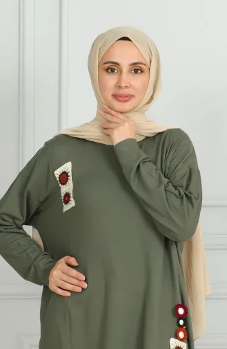 Slit Midi Tunic 9123-05 Khaki Green 9123-05