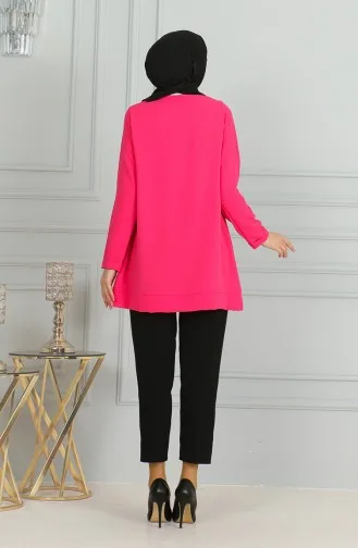 Tuniek Met Split Van Aerobin-stof 9138-01 Fuchsia 9138-01