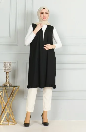 سترة بدون أكمام طويلة  5068-01 أسود 5068-01