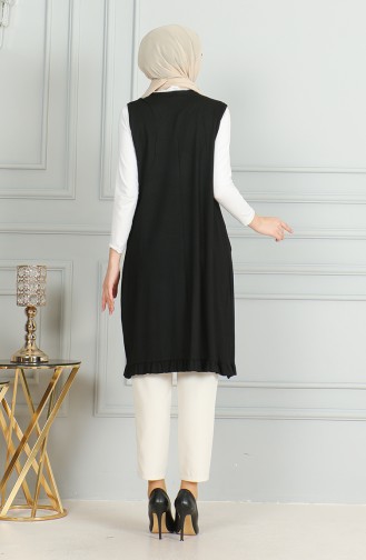 Lange Weste Mit Rüschen 5068-01 Schwarz 5068-01