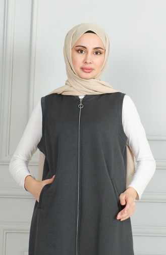 Fermuarlı Kapitone Yelek 5100-01 Füme