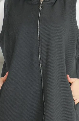 Gilet Matelassé Long A Fermeture 5102-01 Fumé 5102-01