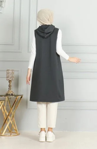 Gilet Matelassé Long A Fermeture 5102-01 Fumé 5102-01