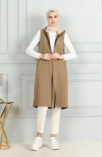 Lang Gewatteerd Vest Met Ritssluiting 5102-02 Mink 5102-02