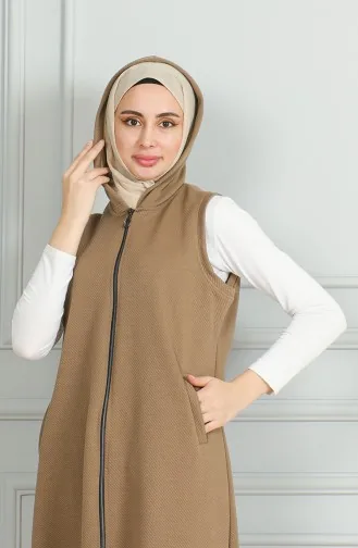 Lang Gewatteerd Vest Met Ritssluiting 5102-02 Mink 5102-02