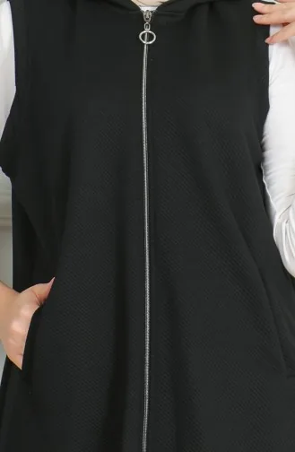 Lange Steppweste Mit Reißverschluss 5102-03 Schwarz 5102-03