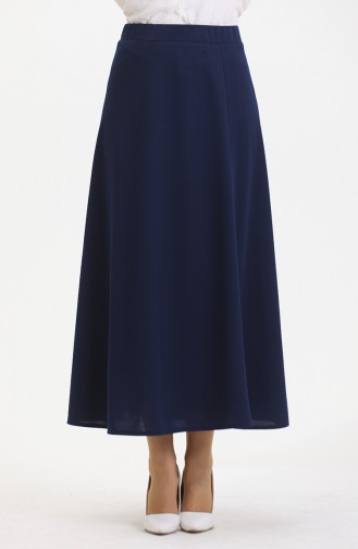 Elastic Waist Bell Skirt 3035-01 Navy Blue 3035-01
