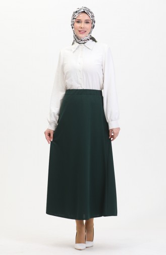 Elastic Waist Bell Skirt 3035-03 Emerald Green 3035-03