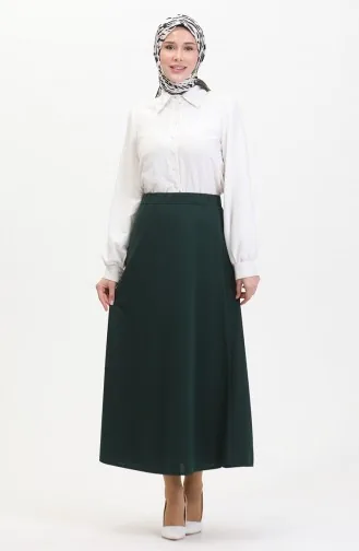Jupe Cloche Taille Elastique 3035-03 Vert Emeraude 3035-03