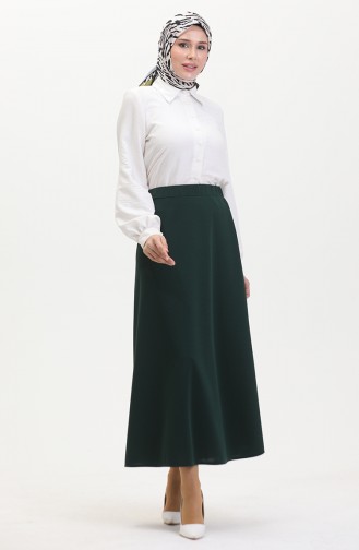 Elastic Waist Bell Skirt 3035-03 Emerald Green 3035-03