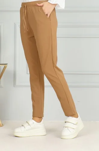 بنطلون مطاط الخصر 0498-01 بني فاتح 0498-01