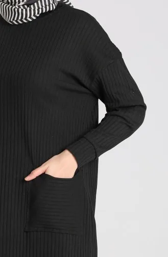 Asimetrik Cepli Tunik Pantolon İkili Takım 7731-01 Siyah