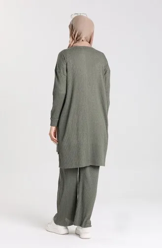 طقم ثنائي تونيك بجيب بنطلون 7731-02 أخضر عسكري 7731-02