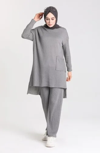 Tunika-Hose Mit Asymmetrischer Tasche Doppelanzug 7731-04 Geräuchert 7731-04