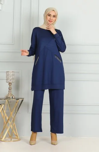 Püskül Detaylı Tunik Pantolon İkili Takım 20042-01 Lacivert