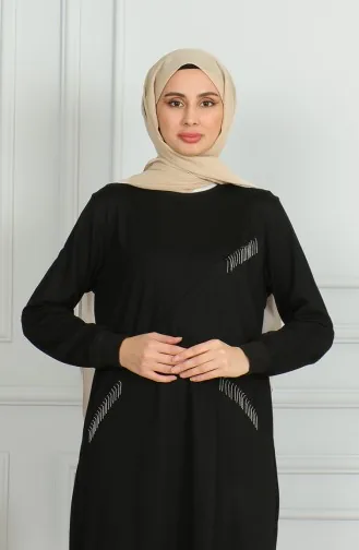 Ensemble Double Pantalon Tunique Détail Franges 20042-02 Noir 20042-02