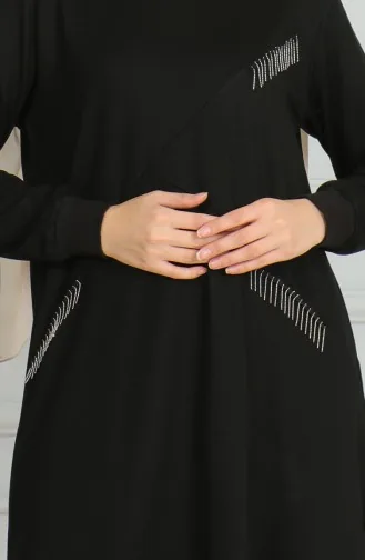 Ensemble Double Pantalon Tunique Détail Franges 20042-02 Noir 20042-02