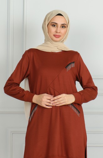 Ensemble Deux Pièces Tunique Pantalon Détail Franges 20042-03 Carreau 20042-03