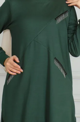 Püskül Detaylı Tunik Pantolon İkili Takım 20042-04 Zümrüt Yeşili
