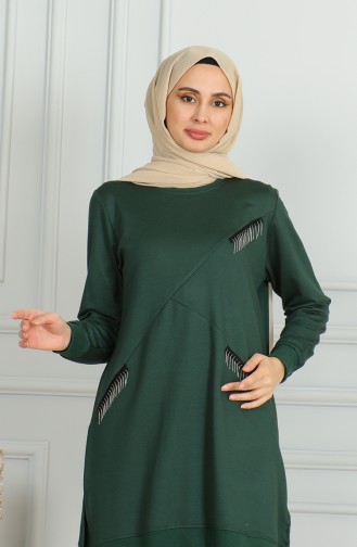 Plus Size Tassel Detailed Two-Piece Suit 20042-04 Emerald Green 20042-04
