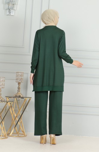 Plus Size Tassel Detailed Two-Piece Suit 20042-04 Emerald Green 20042-04