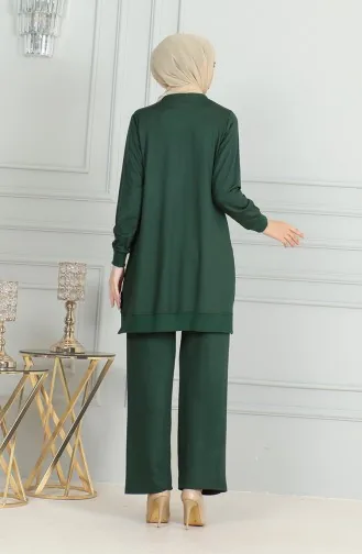Püskül Detaylı Tunik Pantolon İkili Takım 20042-04 Zümrüt Yeşili