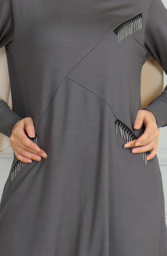 Ensemble Deux Pièces Tunique Pantalon Détail Franges 20042-05 Gris 20042-05