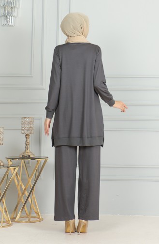 Ensemble Deux Pièces Tunique Pantalon Détail Franges 20042-05 Gris 20042-05