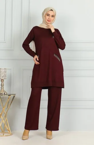 Tuniekbroek Met Gedetailleerde Kwastjes Dubbel Pak 20042-09 Pruim 20042-09