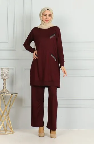 Tuniekbroek Met Gedetailleerde Kwastjes Dubbel Pak 20042-09 Pruim 20042-09